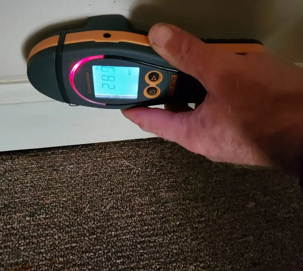 Moisture detection at baseboard during Sewage Cleanup & Sanitation in Hoboken